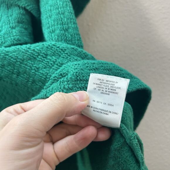 Anthropologie Kelly Green Textured Ruffle Off The Shoulder Top SZ XS Preppy Boho - Picture 6 of 7